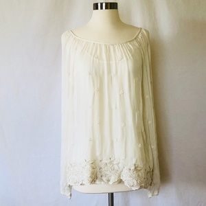 Lucky Brand Sheer Boho Peasant Tunic Top